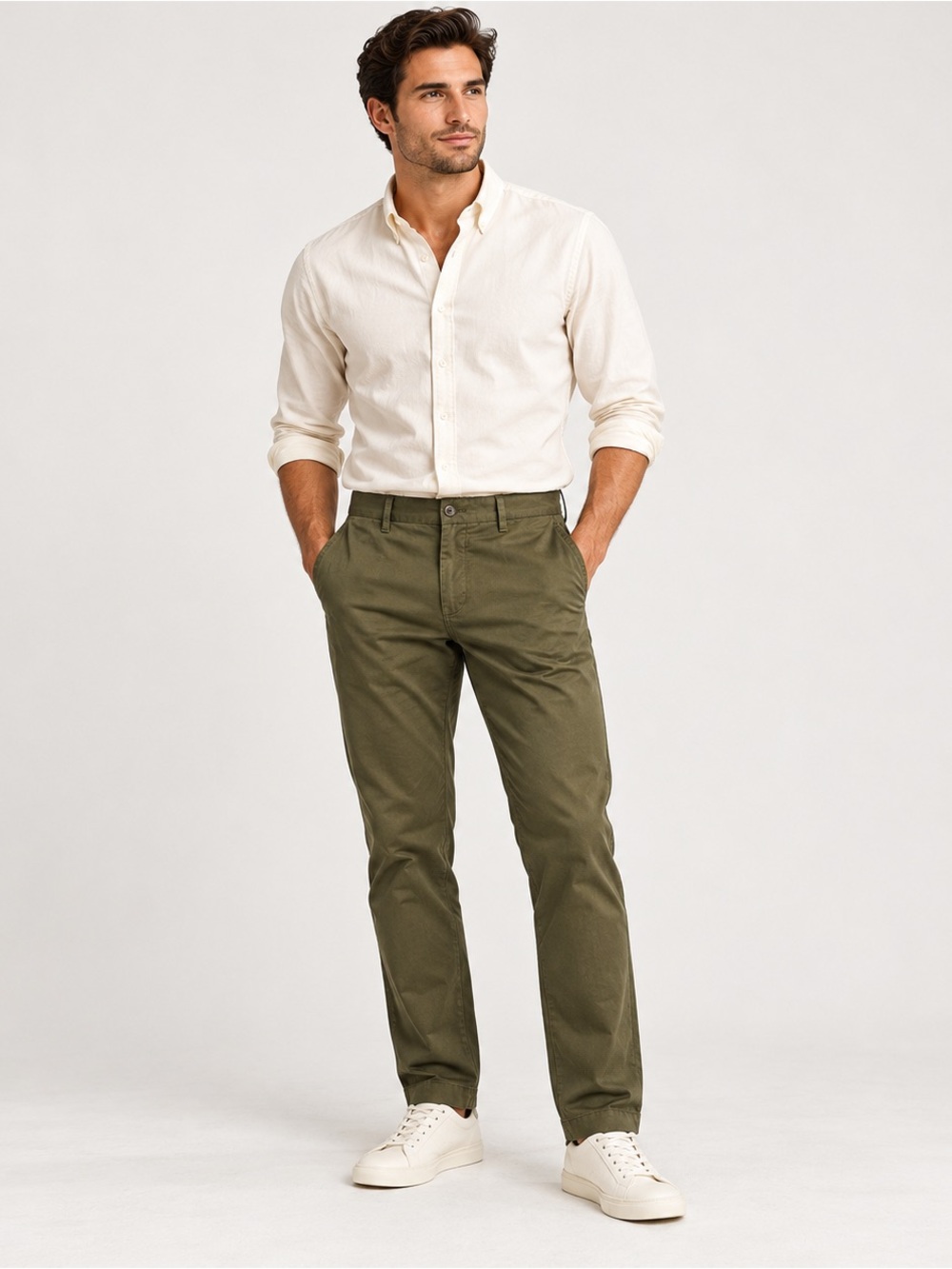 Polo Ralph Lauren Mens 32x32 Olive Stretch Classic Fit Flat Front Chino Pants